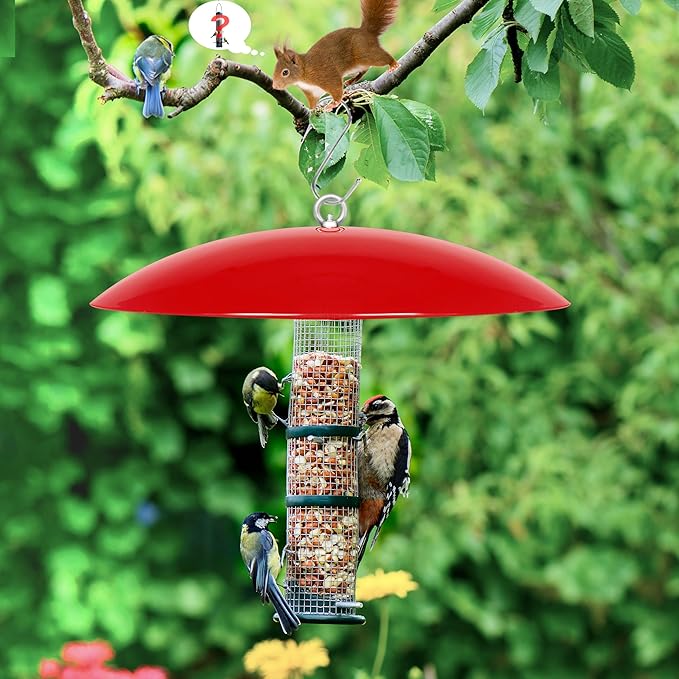 13" Hummingbird Feeder Squirrel Guard,Bird Feeder Rain Cover,Dome Squirrel Proof Bird Feeders Baffle, (Bright Red), 2Pack