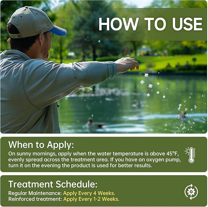 Muck Reducer - 1LB Natural Sludge Solution Tablets for Ponds & Lakes, Away Muck & Odor Control, Safe for Aquatic Life, Wildlife & Recreation, Treats Up to 6,000 Sq Ft