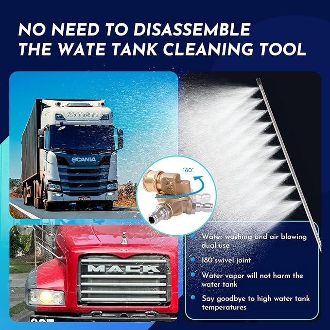 24in Radiator Cleaning Wand for Cars & SUVs - High-Pressure pressure washer radiator wand with 180° Swivel & Multiple Nozzles for Tight Engine Spaces, Corrosion-Resistant(WMEEII).