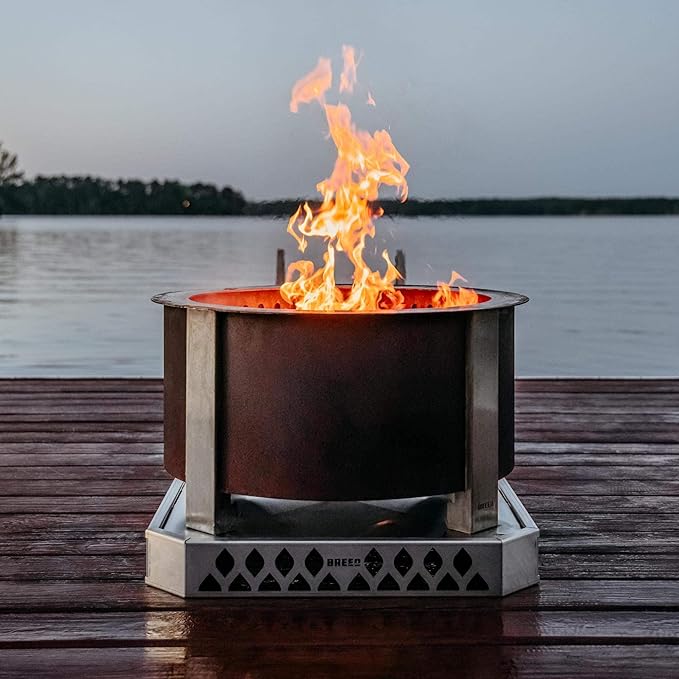 Breeo Base X30 (31.6 Inch) - Fire Pit Mat for Deck Protection - Multi Surface Safe - Superior Heat Protection and Airflow - Stainless Steel Fire Pit Accessory for Outside & Outdoor Surfaces - USA Made