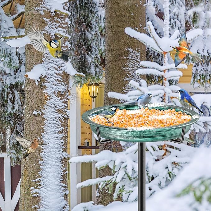 Freestanding Birdbaths Bowl Outdoor, Free Standing Garden Bird Bath Bird Feeder Bowl, Detachable Decoration Spa Birdfeeder for Garden Patio Yard Lawn