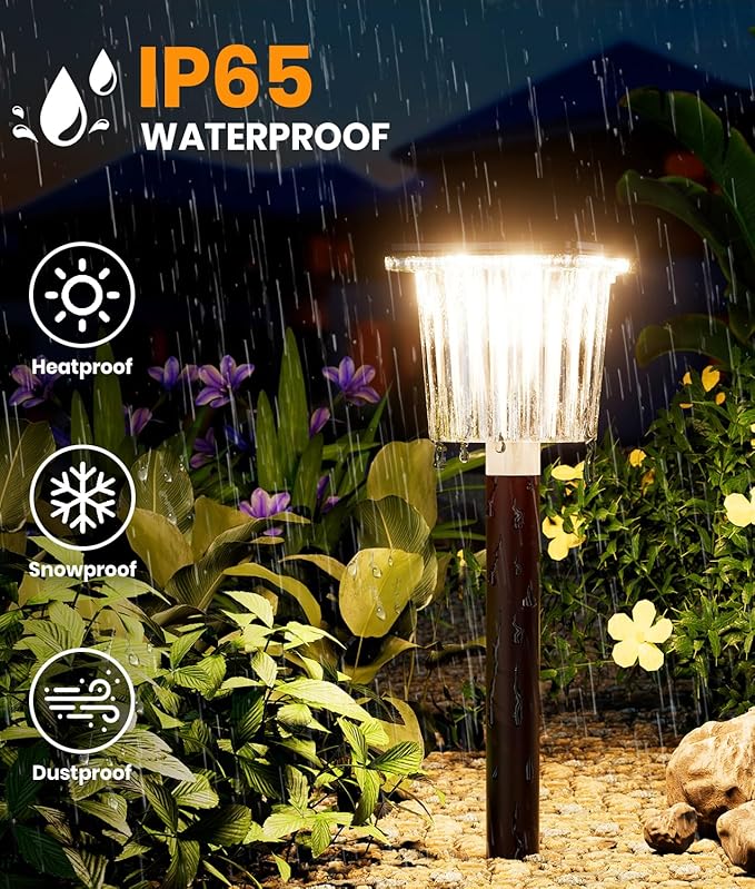 Super Bright Solar Pathway Lights Outdoor Powered,Adjustable Warm&Cool White,Waterproof IP65 Garden Decor Landscape Lighting Outside for Yard/Patio/Walkway/Driveway/Landscape (Cocoa Brown, 1 Pack)