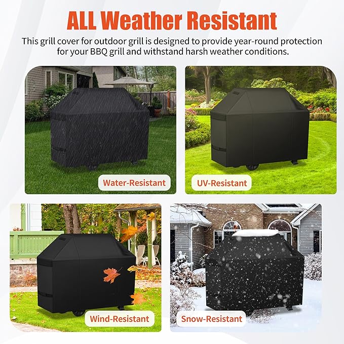 iCOVER Grill Cover 75 inch, BBQ Grill Cover for Outdoor Grill, 600D Heavy Duty Waterproof BBQ Cover, Anti-UV and Rip-Proof Barbecue Cover, Gas Grill Cover for Weber, Char-Broil, Nexgrill, etc