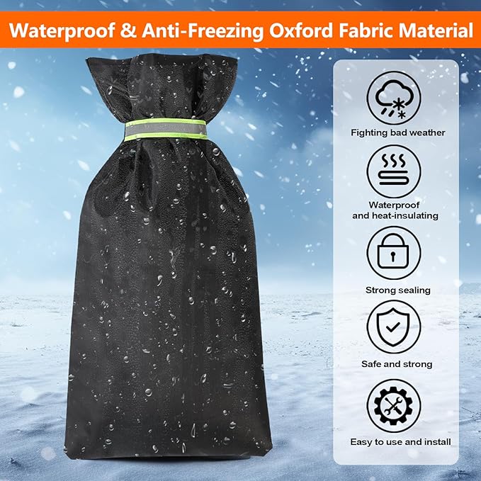 BANGIE Spigot Covers Winter Insulated, Outdoor Faucet Covers Freeze Protection, 420D Industrial Oxford Waterproof Pipe Cover Against Severe Snow and Intense Sun (15" W x 35" H)