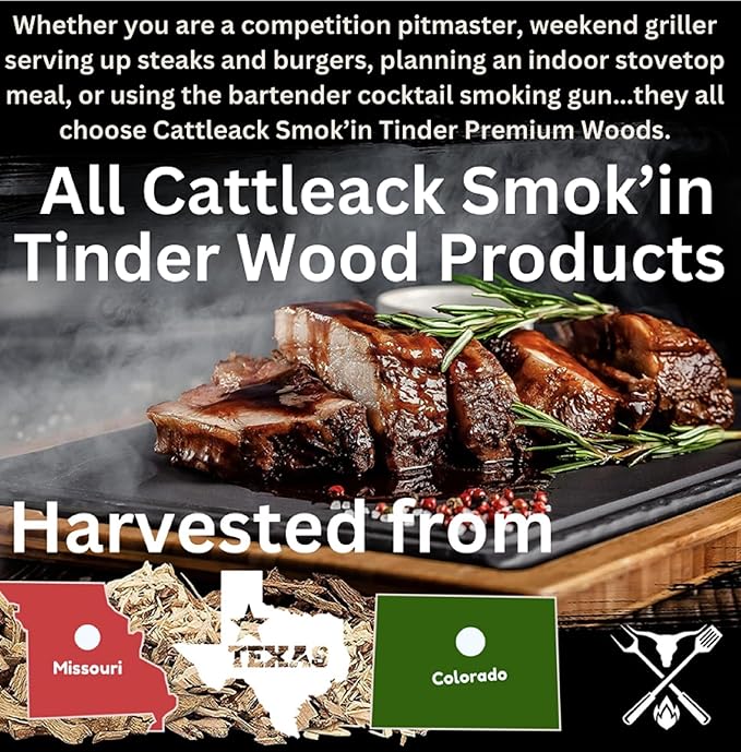 Cattleack Smok'in Tinder Wood Chunks for Smoking Meat, Elevate Your BBQ with Premium Grilling Chunks, Approx.10 lbs All-Natural Kiln-Dried Smoking Wood, Proudly from USA, Grill Like a Pro (Pecan)
