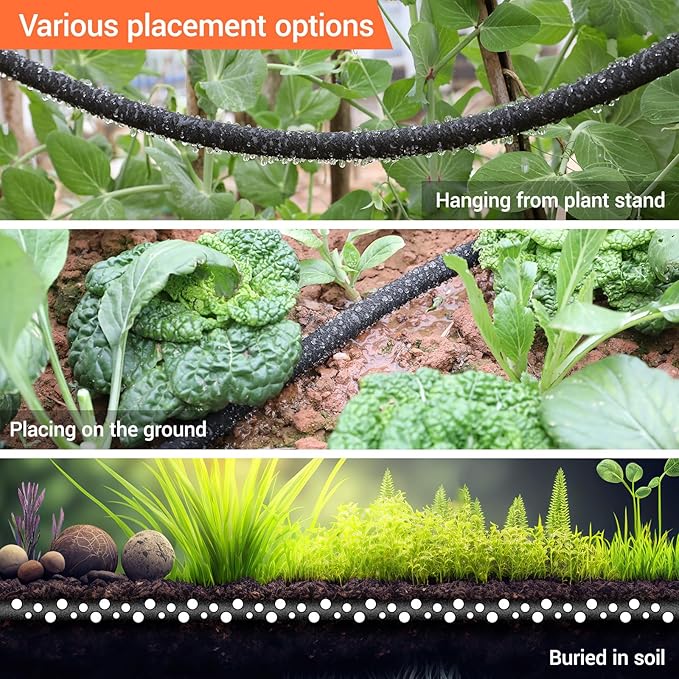 MAMIZO Soaker Hose 100 ft 1/2", Solid Brass Connectors,Heavy Duty Drip Hose to Save 70% Water, Rubber Longer Lasting, Soaker Hose for Garden, Lawn and Yard (1/2" 50ft×2)