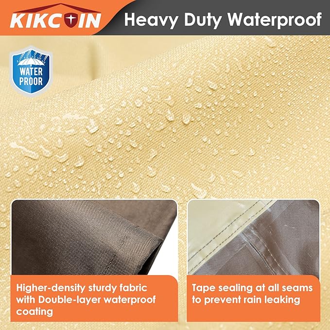 Extra Large Patio Furniture Covers Waterproof, Kikcoin Outdoor Furniture Cover / Tough Canvas Outside Table and Chair Covers / General Purpose Outdoor Sectional Cover 136"L x 84"W x 28"H