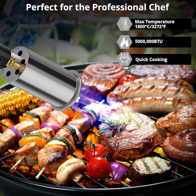 Sondiko Powerful Grill & Cooking Propane Torch L8010 with Gas Cylinder Stand Base, Sous Vide, Campfire Starter, Adjustable Wood Torch Burner for Searing Steak, BBQ, Welding (Propane Tank Not Included)