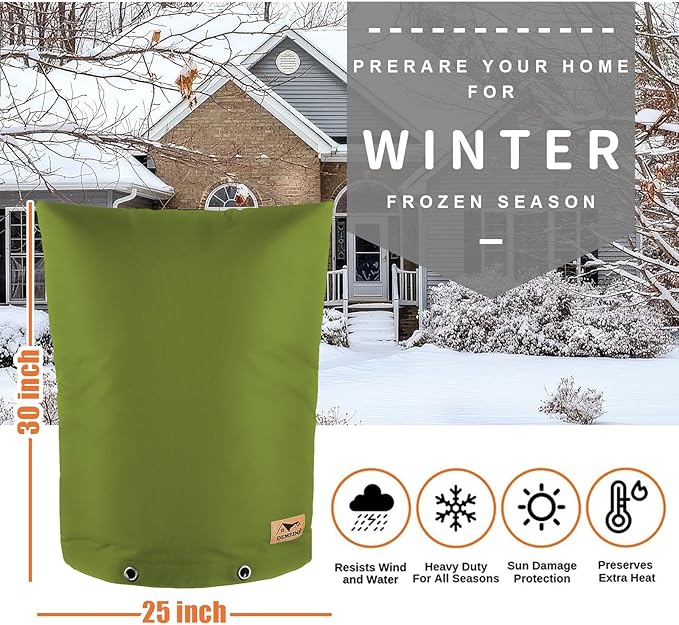 Backflow Preventer Insulation Cover - Water Pipe Insulation Sprinkler Cover for Outside - Insulated Backflow Cover Pouch for Irrigation Back Flow Valve in Winter or Sun Exposure (25"W x 30"H, GREEN)