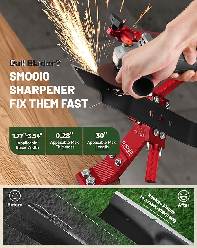 Lawn Mower Blade Sharpener, Lawnmower Blade Sharpening Tool with Balancer, Blade Sharpner Kit for Grinder