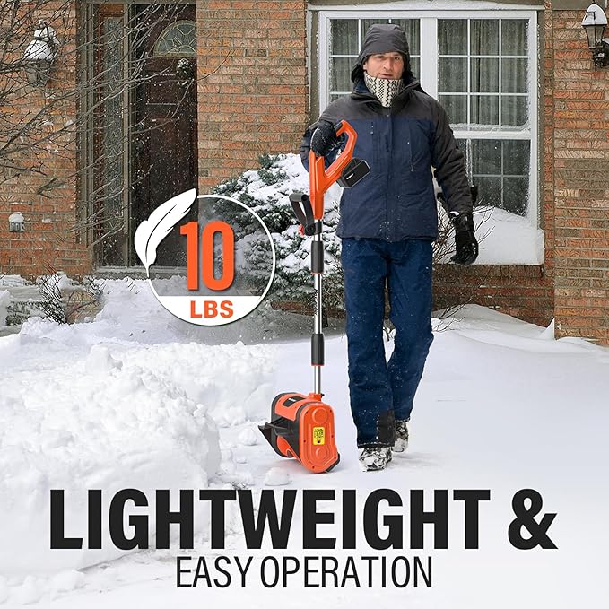 MAXLANDER Electric Snow Shovel Cordless, 20V 12-Inch Cordless Snow Blower, Battery Snow Shovel with Directional Plate and Adjustable Front Handle (4.0Ah Battery, Charger and Cover Included)