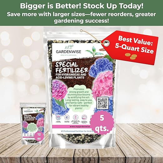 Slow Release Hydrangea Fertilizer with Iron & Sulfur β Indoor & Outdoor Soil Acidifier for Miracle Growth (2 qt)