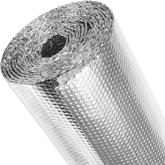 fowong Reflective Bubble Insulation Sheet, Double Side Window Insulation for Summer Heat, 48" x 10 Ft Aluminum Foil Bubble Shield, Sun Reflector for Window, RV, Garage Door, Roof