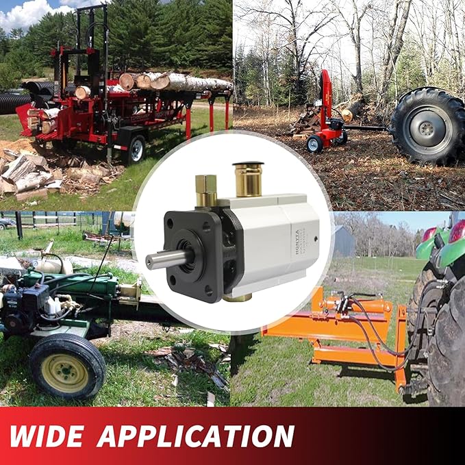 RYFT Wood Log Splitter Pump 16GPM, HI/LO gear pump, 2 stage Hydraulic Gear Pump with 25GPM Auto Control Detent Valve 1/2" Work Port, 1/8" Keyed Shaft Hydraulic Pump, for Log Splitters