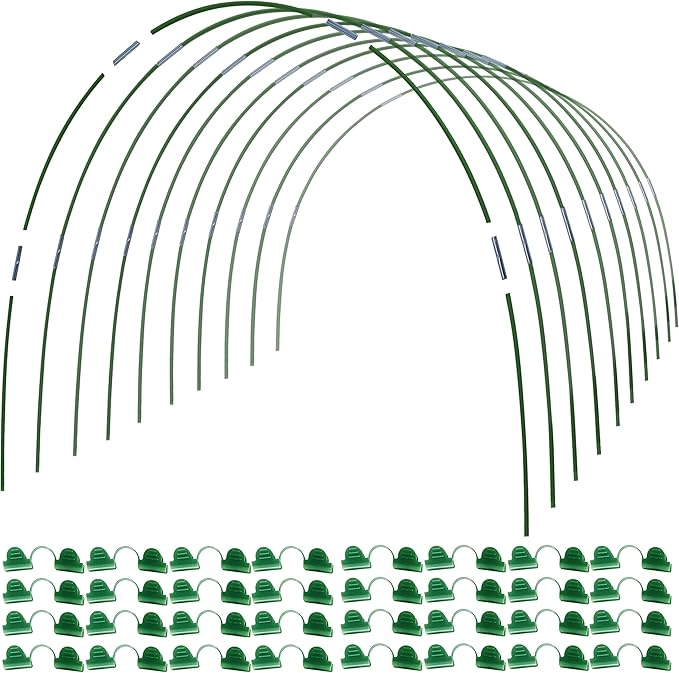 MAXPACE Greenhouse Hoops for DIY 2.8ft or Wider Grow Tunnel, Rust-Free Fiberglass Support Hoops Frame for Garden Fabric, DIY Plant Support Garden Stakes, Gardening Supplies, 50pcs