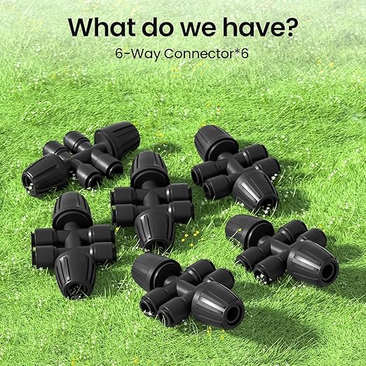 6 Packs 1/2''to 1/4''Barbed Tee,Drip Irrigation Fittings for 6-Way Connector