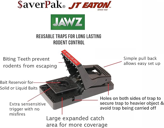 $averPak 2 Pack - Includes 2 JT Eaton Jawz Mouse Traps for use with Solid or Liquid Baits