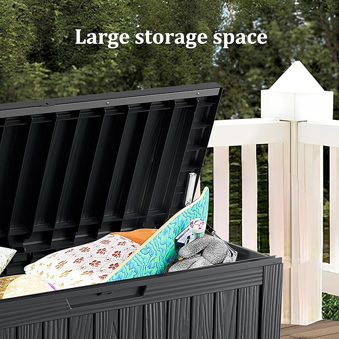 80 Gallon Outdoor Cushion Storage - Waterproof Deck Storage Box & Patio Storage Box, SpaceMax Resin Chest with Lock for Pool/Garden Tools, UV-Resistant, Onyx Black