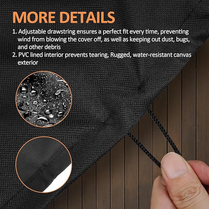 Grill Cover for Weber Q2800N+, Q2000N, Q2200N, Q2600N+ Gas Barbecues, 600D Heavy Duty Waterproof UV Resistant Bonnet Cover for Weber Q, Outdoor Barbeque Grill Accessories