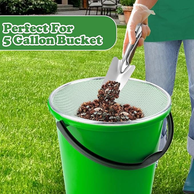 3Pcs Soil, Sand, and Compost Sifter for Gardening – Sieve for Rocks, Dirt, and Organic Material – Fits 5-Gallon Buckets 3 Apertures