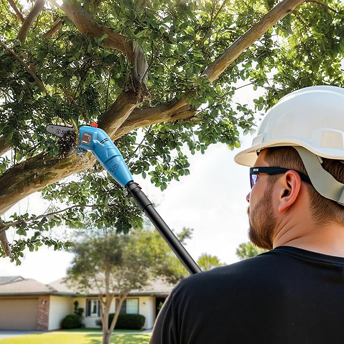 SENIX CSPE6.5-M 6.5 Amp Corded Electric Pole Saw with 8-Inch Oregon Bar and Chain, Chain Saw Tree Trimmer with Adjustable Extension Pole, Shoulder Strap Included