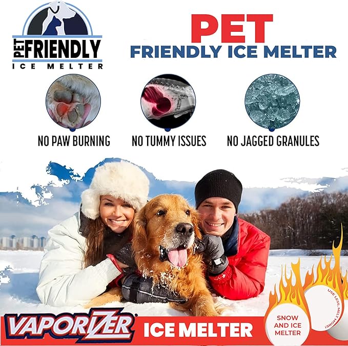 Snow & Ice Melter Pet Safe & Paws 100% Salt Free - Safe for Dogs & Cats - Effective to -25°F 8lb Shaker Jug