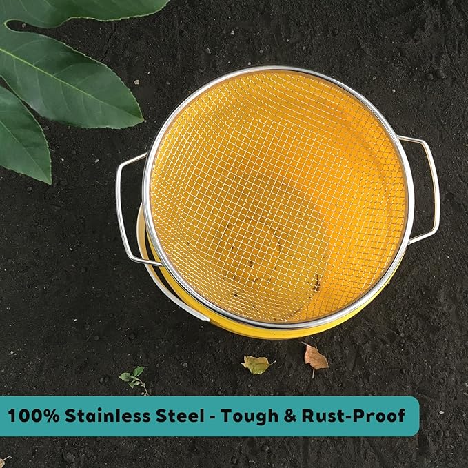 Stainless Steel Soil Sifter for 5 Gallon Bucket, 1/4 inch Mesh Garden Screen for Dirt, Sand, Compost with Heavy Duty Handles (1/4 inch)