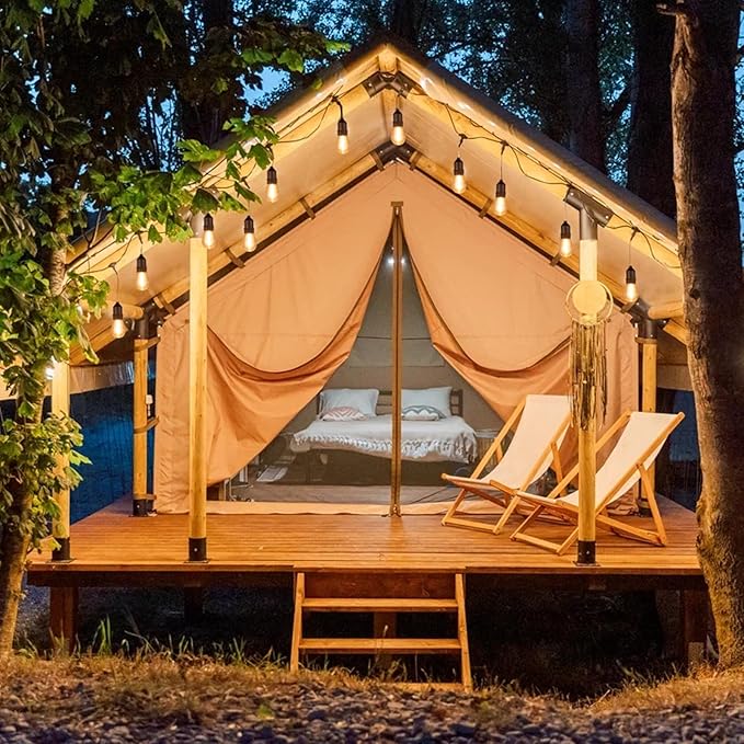 144FT(3 * 48FT) Outdoor String Lights with Remote, Dimmable Patio Lights with 45+5 LED Bulbs 3 Modes 4 Timers for Bistro Cafe, Black 3 Pack