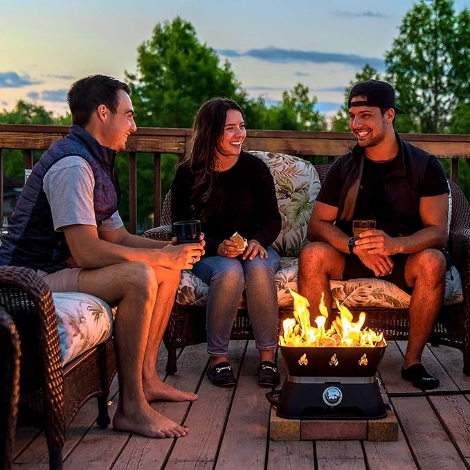 Outland Living Firebowl 805 Firecube 14” Portable Square Smokeless Propane Fire Pit – Outdoor Gas Fire Pit with Cover & Carry Kit, Lava Rocks, 58,000 BTU, Black