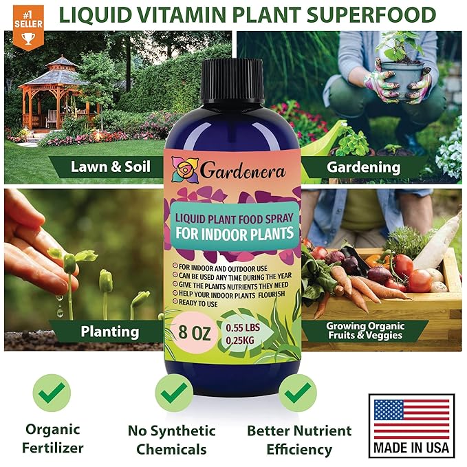 Gardenera Plant Growth Superfood for Money Trees with 18 Vitamins & Minerals - Organic Plant Food Fertilizer - Micro-Fungi and Bio-Organisms for Money Tree Plant Care & Growth Enhancement - 32oz