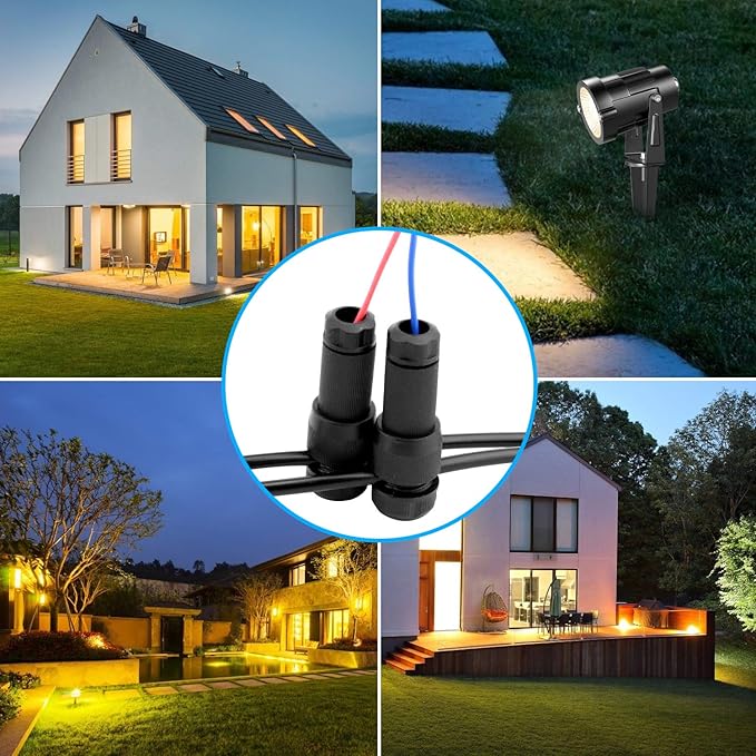 24 Pack Low Voltage Landscape Light Wire Connector Outdoor 14-20 Gauge Cable Connectors for Landscape Path Lights Work with Malibu Paradise Moonrays and More