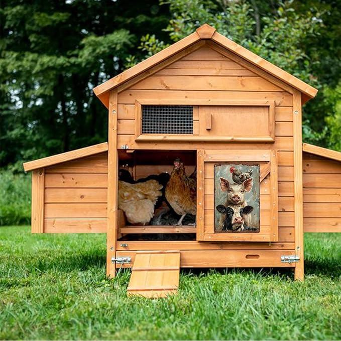 Metal Signs A Pig Cow Chicken Vintage Tin Sign for Home Office Kitchen Bar Cafe Garden Farmhouse Chicken Coop Wall Decor 12x8 Inch