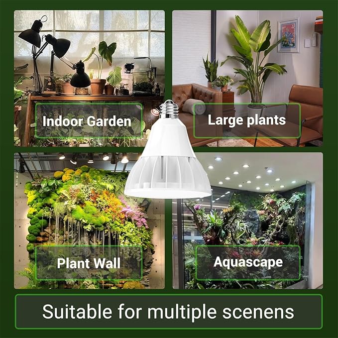 RDJ Bouns 26W Grow Light Bulb for Indoor Plants, E26 Base, 3422LM 300W Equivalent, High PPFD with Optical Lens, CRI95, Seeds and Greens,LED Plant Light Bulb for Growing, Gifts for Gardening Lovers
