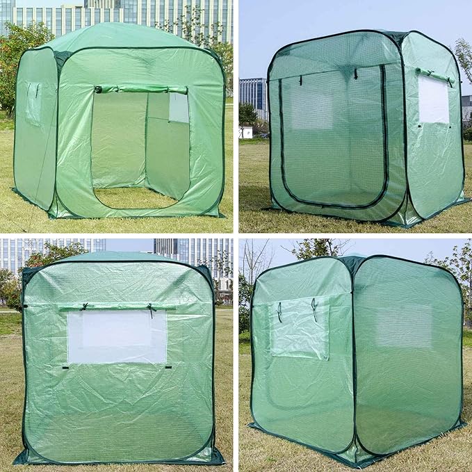 Porayhut Pop Up Greenhouse Tent,Portable X-Large Walk-in Flower House ,Indoor Outdoor Gardening Plant Sunshine Room with PE Mesh Cloth Cover for Protecting Plant from Cold Frost & Birds
