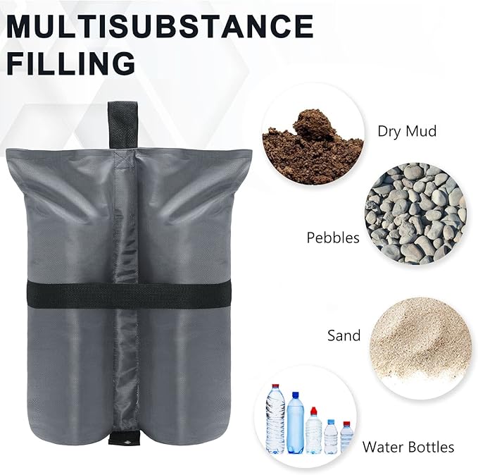 COOSHADE Canopy Tent Sand Bags Gazebo Weights Bags,4 Pack,Grey,190LBS