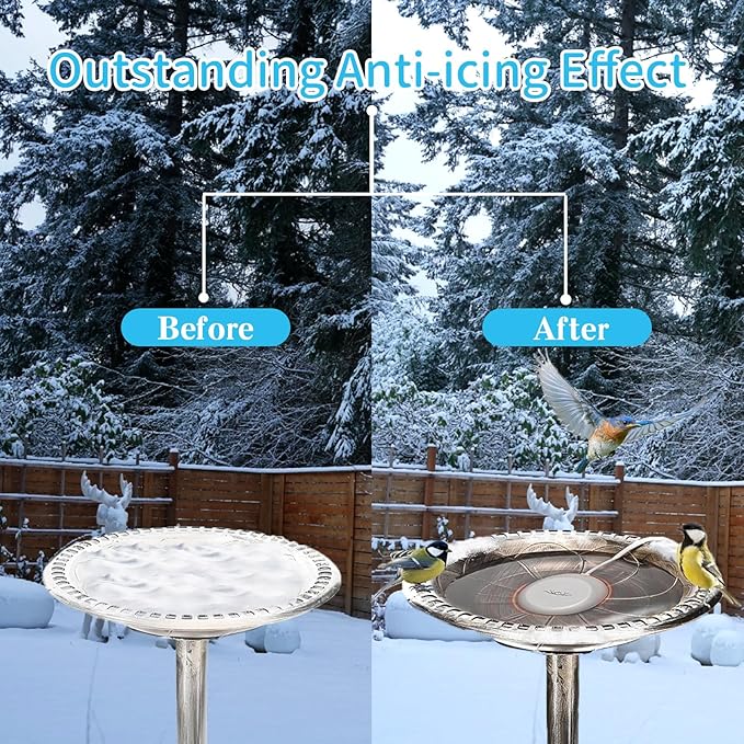 Bird Bath Heaters for Outdoors in Winter, Upgrade 10ft Cord 80w Birdbath Water Heater for Thermostatically Control, Bird Bath Pond Deicer Full-Covered Aluminum for Heated Chicken Duck Farm Trough