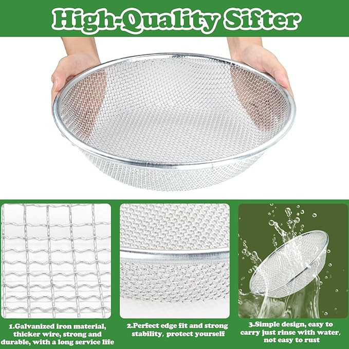 Soil, Sand, and Compost Sifter for Gardening – Sieve for Rocks, Dirt, and Organic Material – Fits 5-Gallon Buckets-1/4 in Aperture