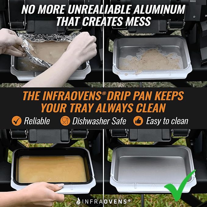 INFRAOVENS Drip Pan Liner for Ninja Woodfire Outdoor Grill OG701 OG751 Reusable Non Disposable Tray and Waterproof Cheat Sheet Cooking Guide Accessory for Wood Fire Grill Smoker 7-in-1 & Air Fryer