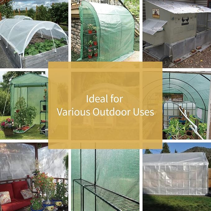 GUARD SHIELD Clear Green Tarp Heavy Duty 12x12 Feet Waterproof for Greenhouse Outdoor Garden Poly Cover UV Resistant 3x3 Weave 10mil (3-Pack)