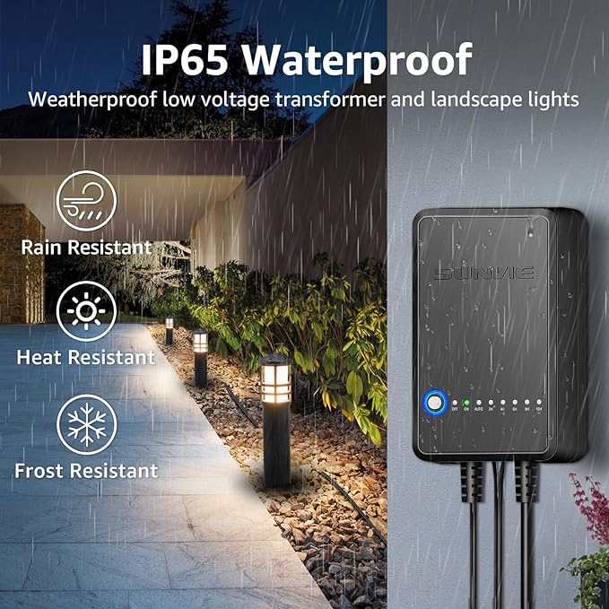 SUNVIE All-in-One LED Landscape Lighting Kit, 8-Pack Low Voltage Pathway Lights with Transformer and 100FT 16/2 AWG Wire, 3000K Waterproof Landscape Lights with Connectors for Walkway Garden Yard