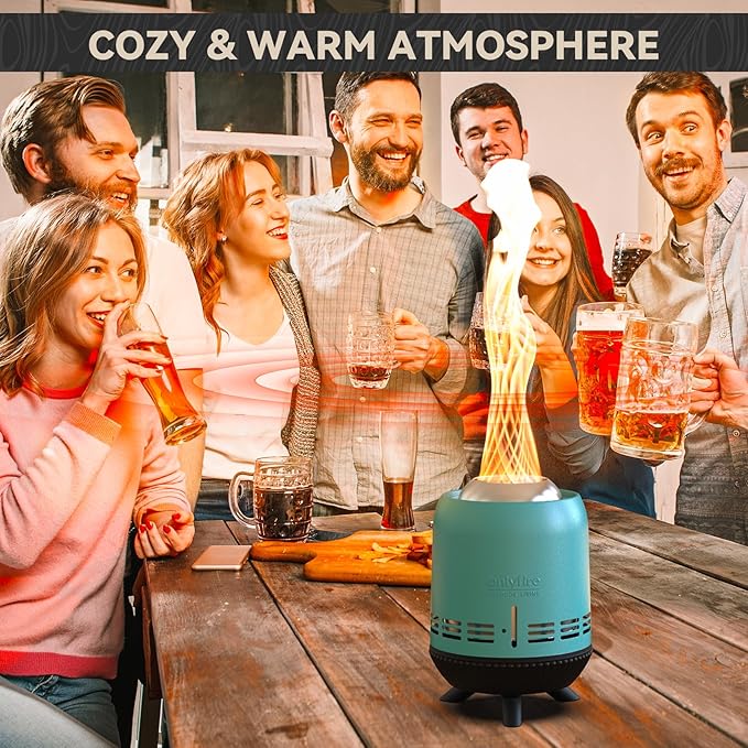 ONLYFIRE OUTDOOR LIVING Tabletop Fire Pit Burning Woods/Pellets, Portable Small Fireplace with Storage Bag for Camping Tailgating RV Patio Backyard, Smokeless Camping Stove 9.5", FP055 Blue