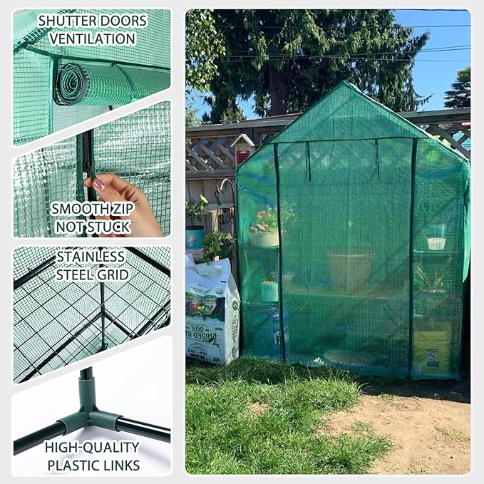 Mini Greenhouse,Greenhouses for Outdoors,Portable Walk in Green House for Garden Plants That Need Frost Protection and Away from Pests, Animals(56"x30"x76")-Green