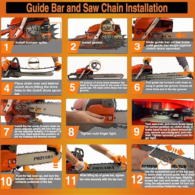 PROYAMA 62CC Gas Powered Chainsaw, 20 Inch 2-Cycle Petrol Handheld Cordless Chain Saw, Gasoline Gas Chainsaws for Tree Wood Cutting