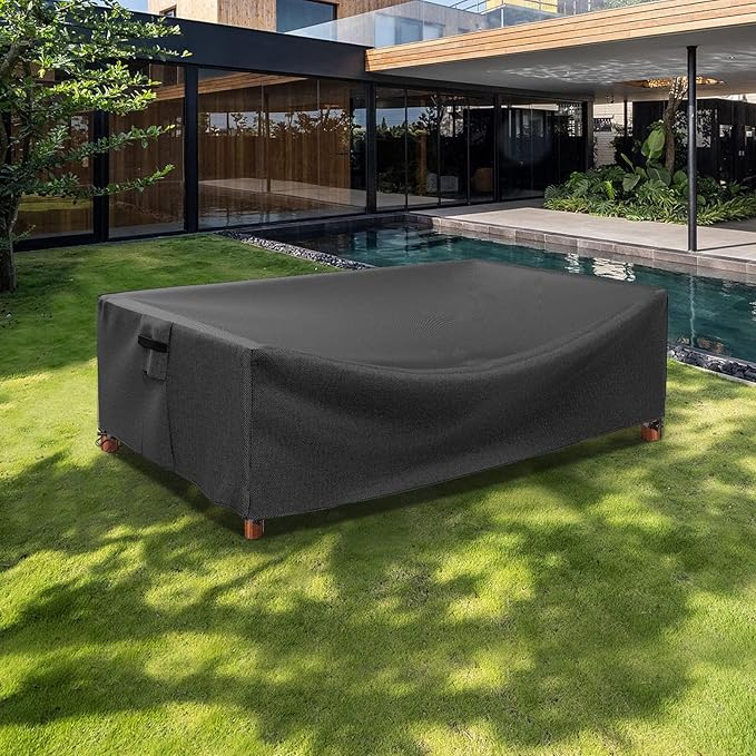 Patio Furniture Covers, Outdoor Furniture Cover Waterproof, 500D Heavy Duty, All Weather Protection Rectangular Patio Covers for Outdoor Furniture Set, 126"X64"X28"-Black