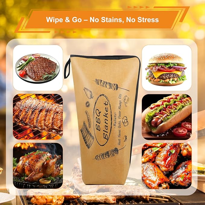 BBQ Blanket for Resting Meat, Brisket Blanket - 21 inch Reusable Meat Insulated Blanket with Wide-Mouth Design fits Large Briskets/Pork Shoulders/Turkeys/Beef, Grilling Gifts for Men