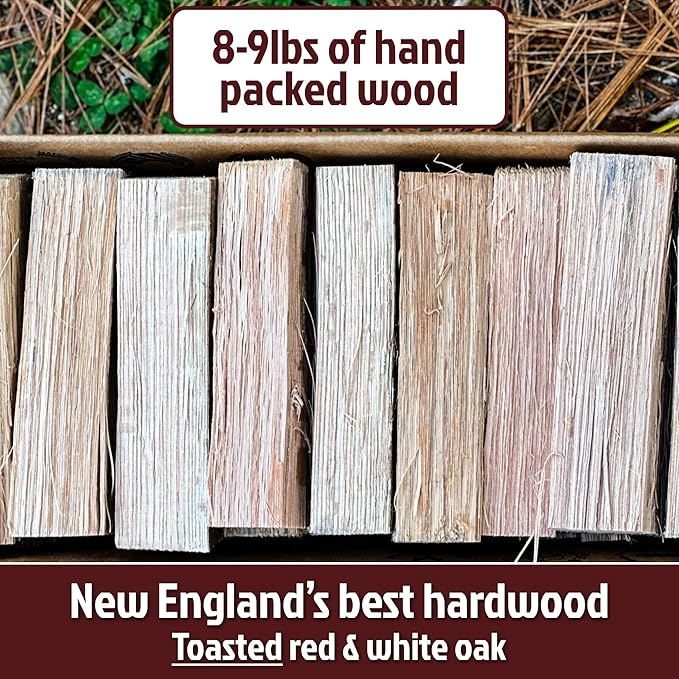 Toasted Oak 5 Inch Universal Cooking Firewood - 8 lbs. ~575cuin Premium Kiln Dried Cooking Wood for Grills, Smokers and Ooni, Solo, Bertello Pizza Ovens (Red and White Oak Hardwood)