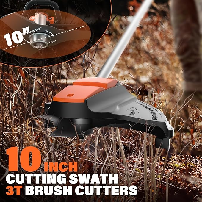 MAXLANDER 40V Hedge Trimmer, Weed Wacker Cordless, 8" Electric Pole Saw and Brush Cutter Blade, 4-in-1 Multi Garden Tools with 2 * 20V 4.0Ah Batteries and 1*Charger
