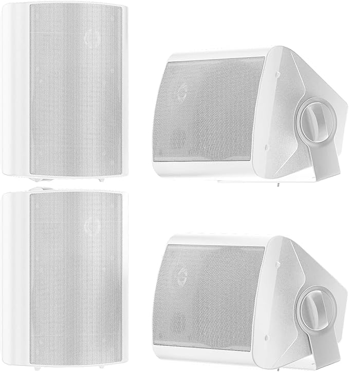 STUDIOFINIX 5.25 Inch 600W Passive Wall Mount Speakers Weather Resistant Indoor Outdoor Speakers for Patio Garage Home,2 Pairs (White)