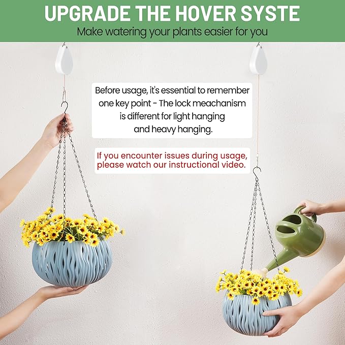 Retractable Plant Hanger - Upgrade Plant Pulleys for Hanging Plants, Easy to Raise and Lower, Suitable for Garden Flower Pots, Hanging Planter, Bird Feeder(White, 4 PCS)