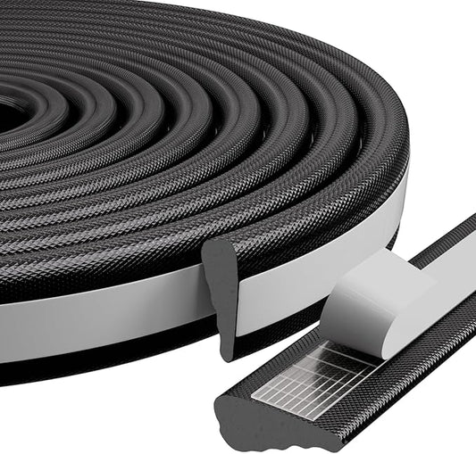 1 Pack*9.8 F Self-Adhesive Wedge Foam Window Weather Stripping Door Seal Strip, Soundproof Exterior Front Door Frame Gap Filler, Draft Stopper Foam Tape Noise Light Blocker (Black)